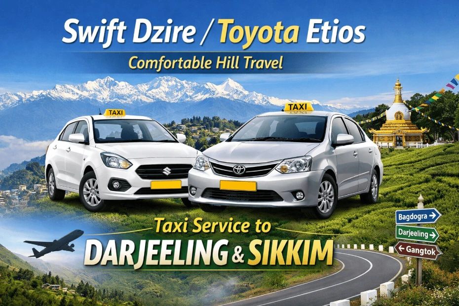 Darjeeling Sikkim Taxi Service – best cab packages for sightseeing tours, airport transfers from Bagdogra and Pakyong, Gangtok and Sikkim trips with verified drivers and comfortable vehicles.